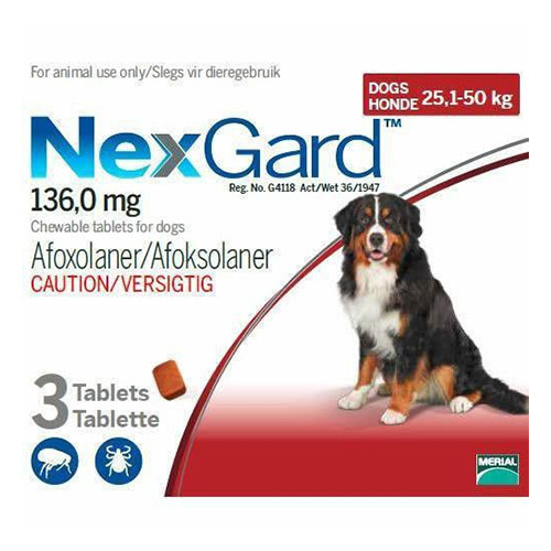 Nexgard Chewables for Extra Large Dogs 60.1-120 lbs (Red) 136mg