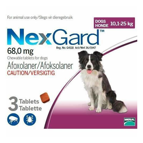 Nexgard Chewables for Large Dogs 24.1-60 lbs (Purple) 68mg