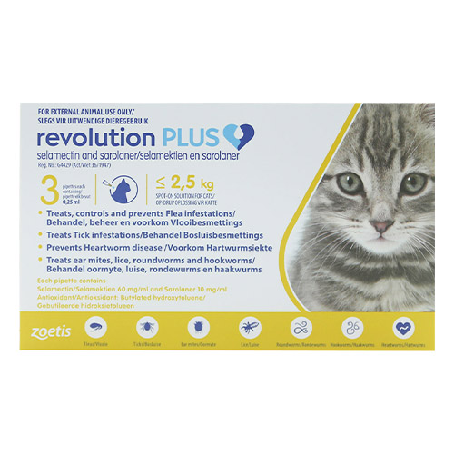 Revolution Plus for Kittens and Small Cats 2.8-5.5lbs (1.25-2.5Kg) Yellow