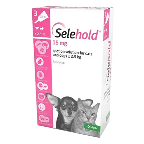 Selehold (Generic Revolution) For Puppy/Kittens Upto 5.5lbs (Pink) 15mg/0.25ml