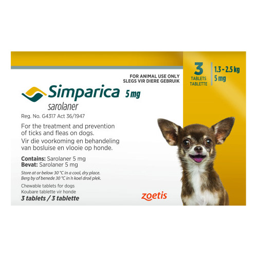 Simparica Chewables for Dogs 2.8-5.5 lbs (Yellow)