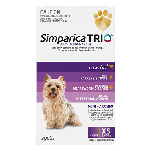Simparica TRIO for Dogs 5.6-11 lbs (Purple)