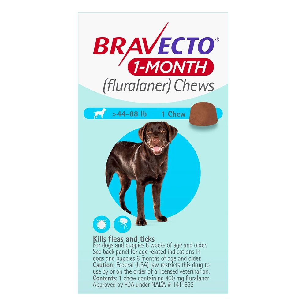 Bravecto 1 Month Chew for Large Dogs 44 To 88lbs (Blue)